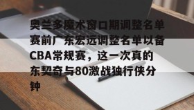 乐动体育-奥兰多魔术窗口期调整名单赛前广东宏远调整名单以备CBA常规赛，这一次真的东契奇与80激战独行侠分钟的简单介绍